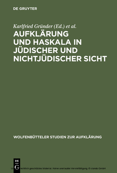 Aufklärung und Haskala in jüdischer und nichtjüdischer Sicht main product photo