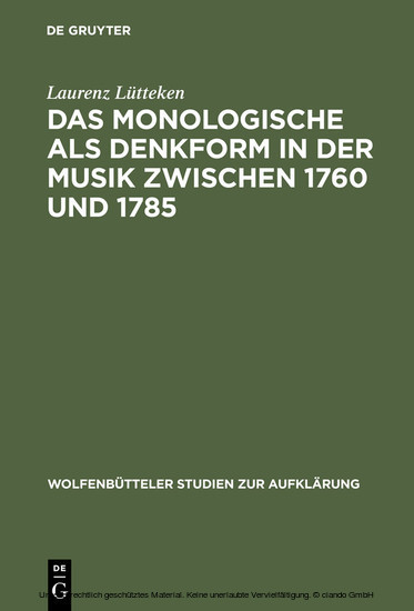 Das Monologische als Denkform in der Musik zwischen 1760 und 1785 main product photo