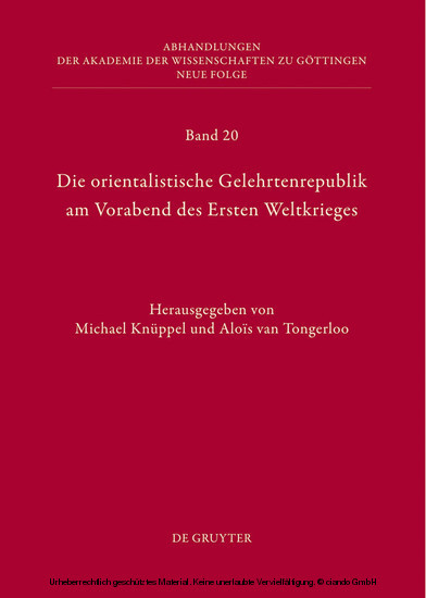 Die orientalistische Gelehrtenrepublik am Vorabend des Ersten Weltkrieges main product photo