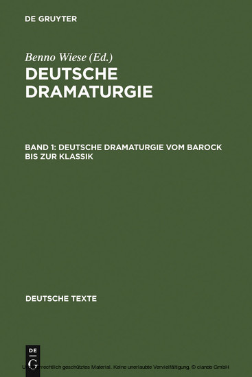 Deutsche Dramaturgie vom Barock bis zur Klassik main product photo