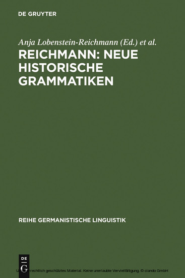 REICHMANN: NEUE HISTORISCHE GRAMMATIKEN main product photo