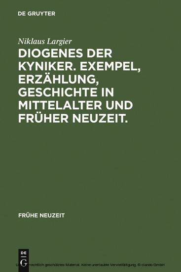Diogenes der Kyniker. Exempel, Erzählung, Geschichte in Mittelalter und Früher Neuzeit. main product photo