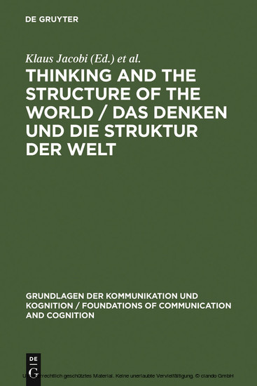 Thinking and the Structure of the World / Das Denken und die Struktur der Welt main product photo