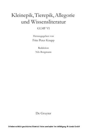Kleinepik, Tierepik, Allegorie und Wissensliteratur