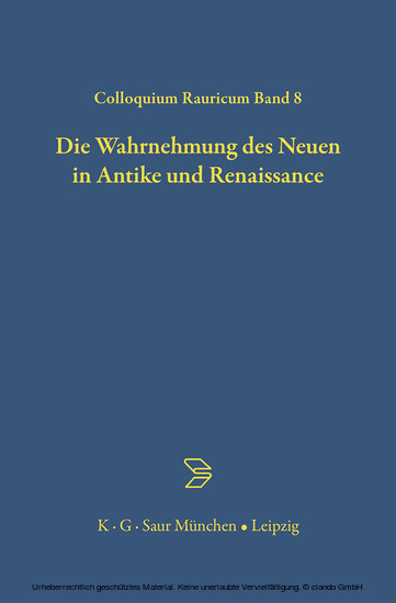 Die Wahrnehmung des Neuen in Antike und Renaissance main product photo