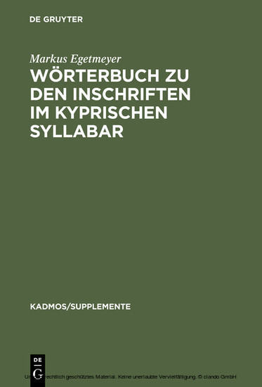 Wörterbuch zu den Inschriften im kyprischen Syllabar main product photo