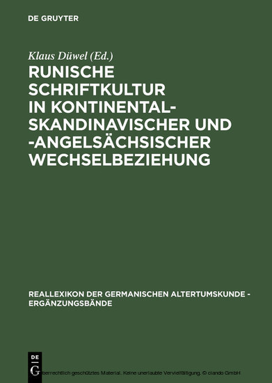Runische Schriftkultur in kontinental-skandinavischer und -angelsächsischer Wechselbeziehung main product photo