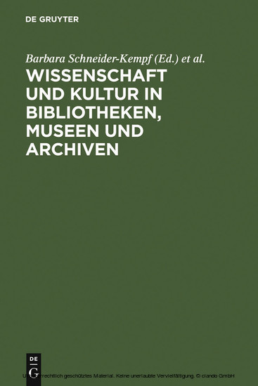 Wissenschaft und Kultur in Bibliotheken, Museen und Archiven main product photo