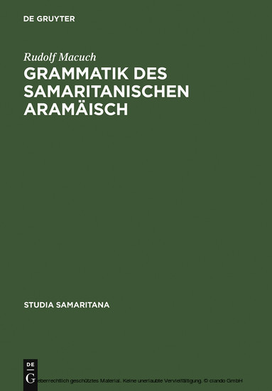 Grammatik des samaritanischen Aramäisch main product photo