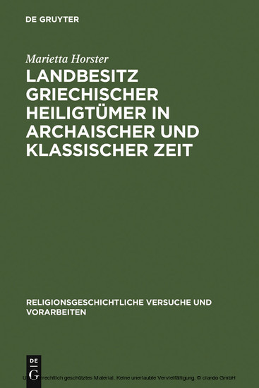 Landbesitz griechischer Heiligtümer in archaischer und klassischer Zeit main product photo