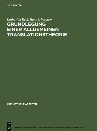 Grundlegung einer allgemeinen Translationstheorie main product photo