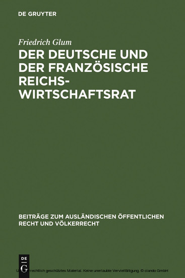 Der deutsche und der französische Reichswirtschaftsrat main product photo
