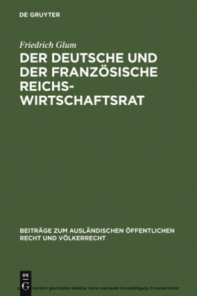 Der deutsche und der französische Reichswirtschaftsrat