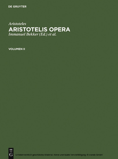 Aristoteles: Aristotelis Opera. Volumen II. Vol.2 main product photo