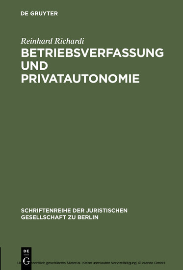Betriebsverfassung und Privatautonomie main product photo