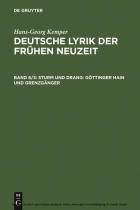 Sturm und Drang: Göttinger Hain und Grenzgänger