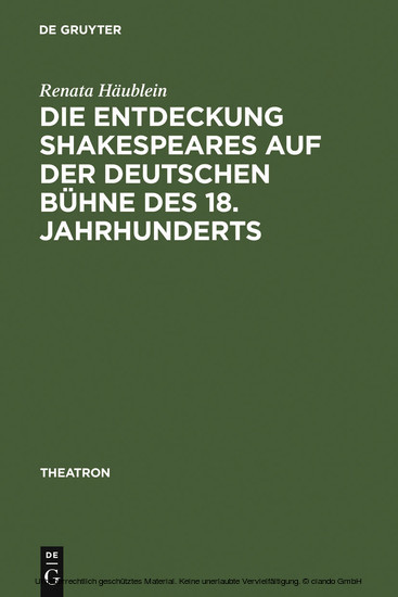 Die Entdeckung Shakespeares auf der deutschen Bühne des 18. Jahrhunderts main product photo