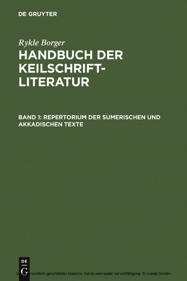 Repertorium der sumerischen und akkadischen Texte main product photo