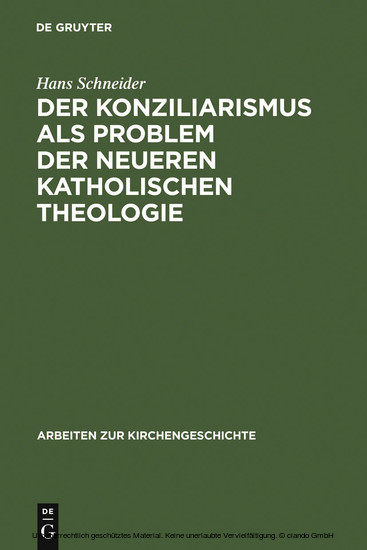 Der Konziliarismus als Problem der neueren katholischen Theologie main product photo