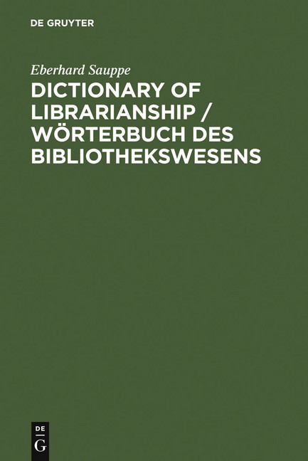 Dictionary of Librarianship / Wörterbuch des Bibliothekswesens main product photo