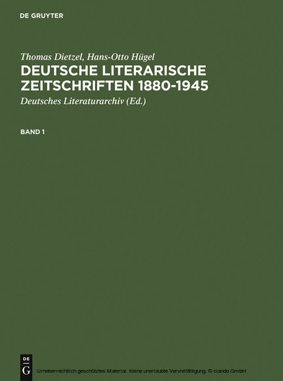 Deutsche literarische Zeitschriften 1880-1945. Bd.1 main product photo