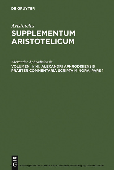 Alexandri Aphrodisiensis praeter commentaria scripta minora main product photo