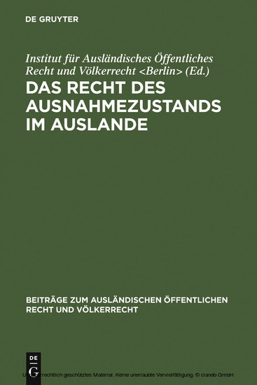 Das Recht des Ausnahmezustands im Auslande main product photo