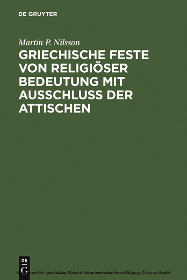 Griechische Feste von religiöser Bedeutung mit Ausschluss der Attischen main product photo