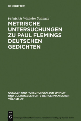 Metrische Untersuchungen zu Paul Flemings deutschen Gedichten