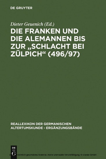 Die Franken und die Alemannen bis zur 'Schlacht bei Zülpich' (496/97) main product photo