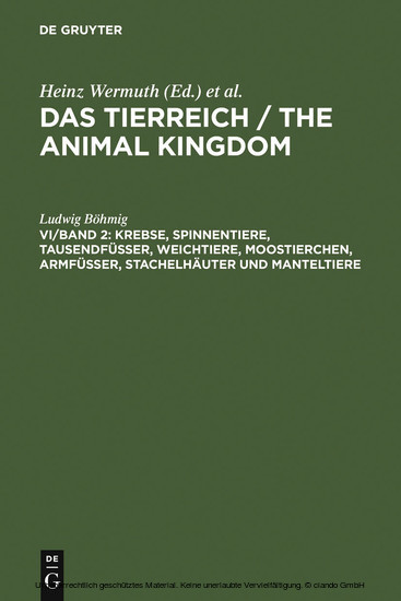 Krebse, Spinnentiere, Tausendfüßer, Weichtiere, Moostierchen, Armfüßer, Stachelhäuter und Manteltiere main product photo