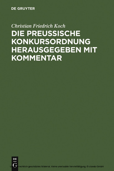 Die preussische Konkursordnung herausgegeben mit Kommentar main product photo