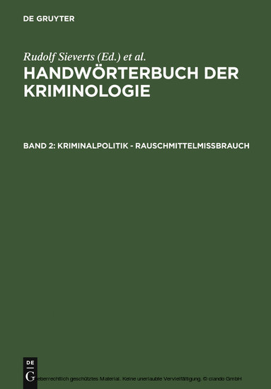 Kriminalpolitik - Rauschmittelmißbrauch main product photo