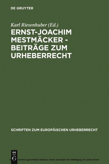 Ernst-Joachim Mestmäcker - Beiträge zum Urheberrecht main product photo