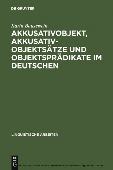 Akkusativobjekt, Akkusativobjektsätze und Objektsprädikate im Deutschen main product photo