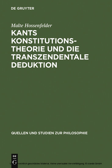 Kants Konstitutionstheorie und die Transzendentale Deduktion main product photo