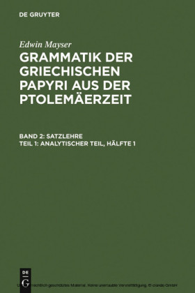 Analytischer Teil, Hälfte 1. Tl.1
