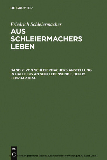 Von Schleiermachers Anstellung in Halle bis an sein Lebensende, den 12. Februar 1834 main product photo