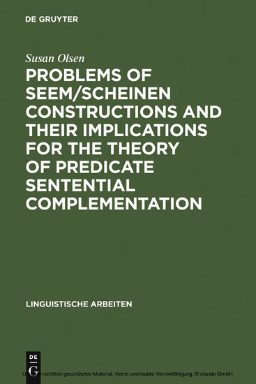 Problems of seem/scheinen Constructions and their Implications for the Theory of Predicate Sentential Complementation main product photo
