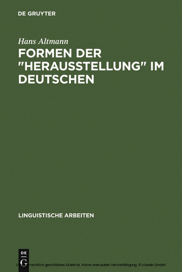 Formen der 'Herausstellung' im Deutschen main product photo