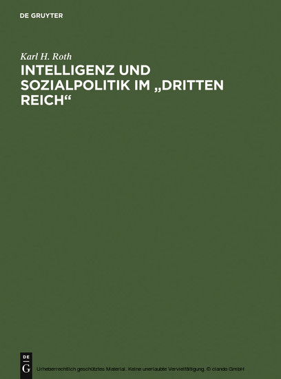 Intelligenz und Sozialpolitik im 'Dritten Reich' main product photo