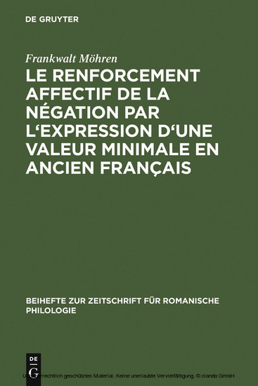 Le renforcement affectif de la négation par l'expression d'une valeur minimale en ancien français main product photo