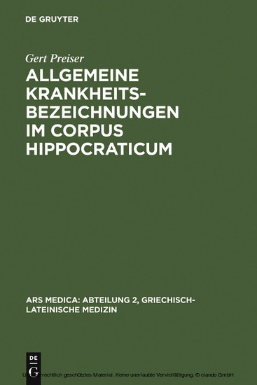Allgemeine Krankheitsbezeichnungen im Corpus Hippocraticum main product photo