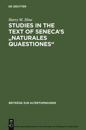 Studies in the Text of Seneca's 'Naturales Quaestiones'