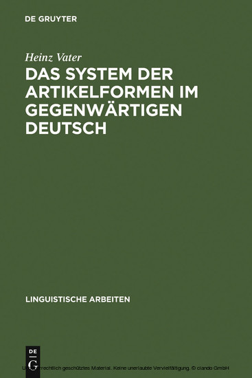 Das System der Artikelformen im gegenwärtigen Deutsch main product photo