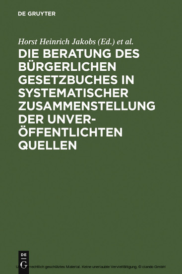 Materialien zur Entstehungsgeschichte des BGB main product photo