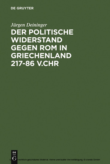 Der politische Widerstand gegen Rom in Griechenland 217-86 v.Chr main product photo