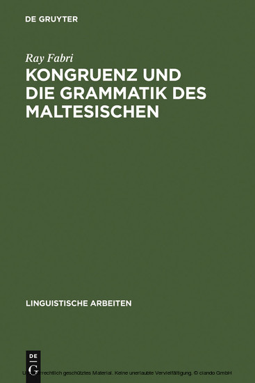 Kongruenz und die Grammatik des Maltesischen main product photo