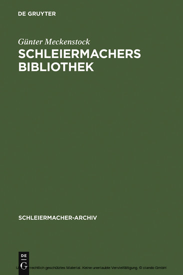 Schleiermachers Bibliothek main product photo