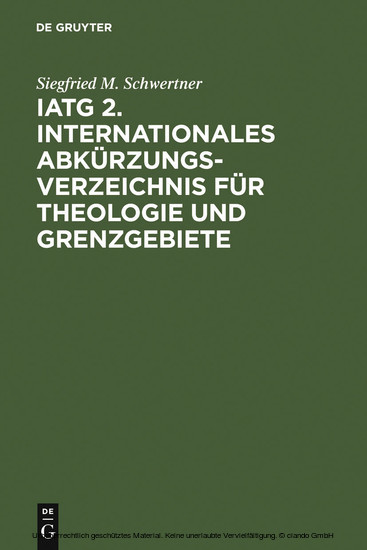 IATG². Internationales Abkürzungsverzeichnis für Theologie und Grenzgebiete main product photo